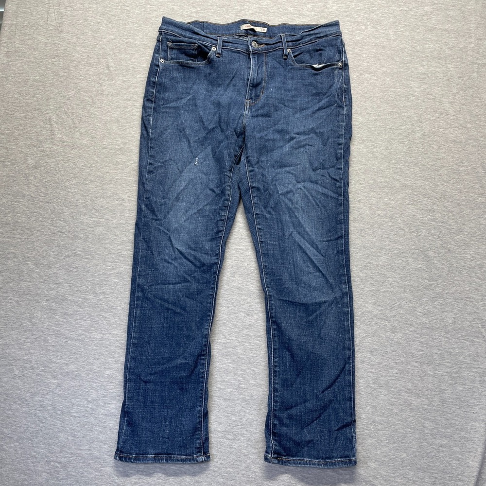 Levi's Jeans Women 12M Blue Denim Cotton Red Tab Distressed Classic Straight Leg